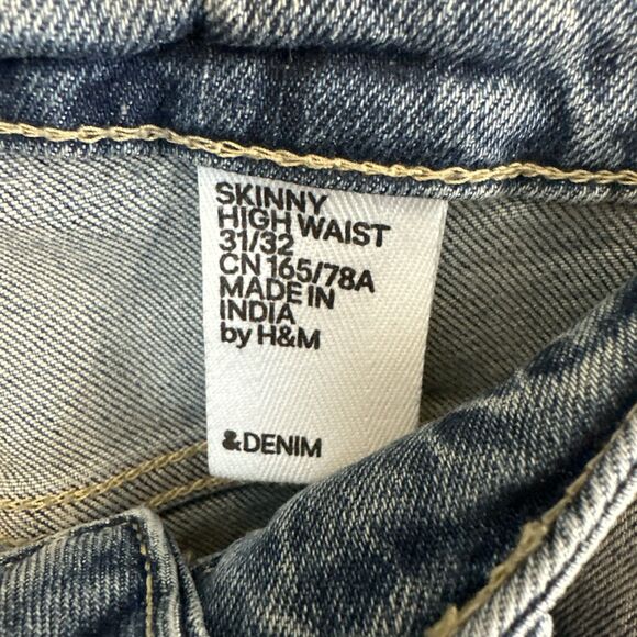 H&M 31/32 Skinny Jeans High Waist Distressed NWOT - Picture 7 of 13
